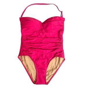 NEW Athena Twist Bandeau One-Piece swimsuit Sz‎ 6 magenta pink barbiecore